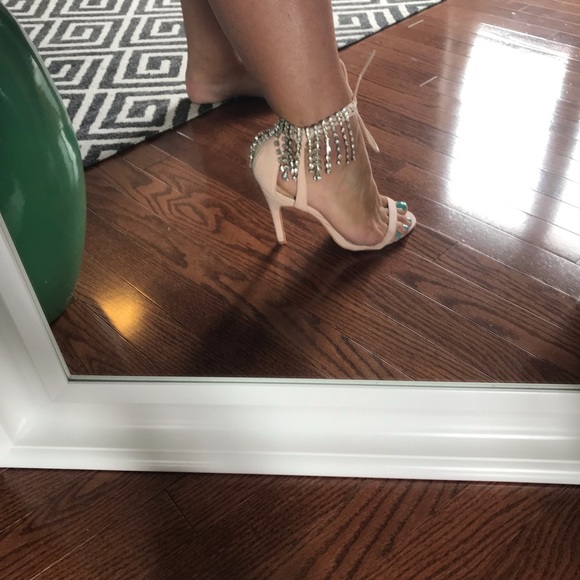Boohoo brand Evelyn chandelier blush suede heels - Picture 6 of 8